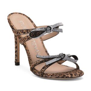 STUART WEITZMAN Made In Spain Leather Bow 100 Slide Heeled Sandals
